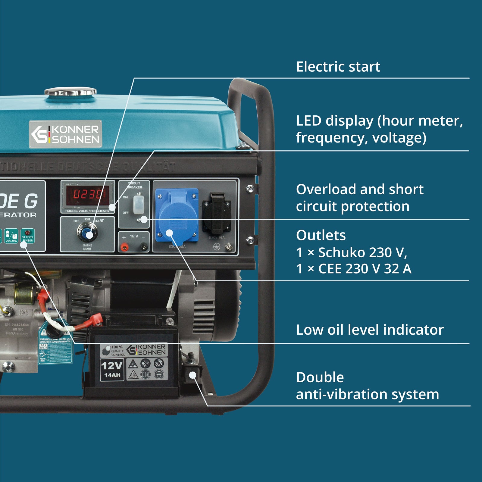 LPG/benzínový generátor „Könner & Söhnen“ KS 7000E G