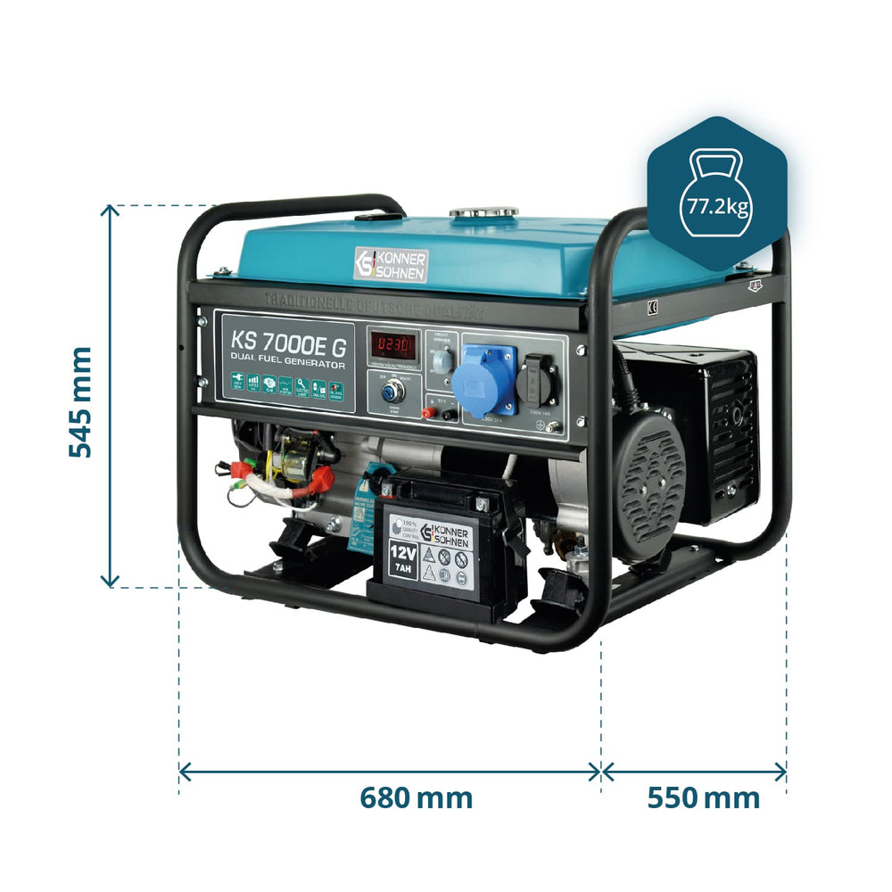 LPG/Bensiinigeneraattori 'Könner & Söhnen' KS 7000E G