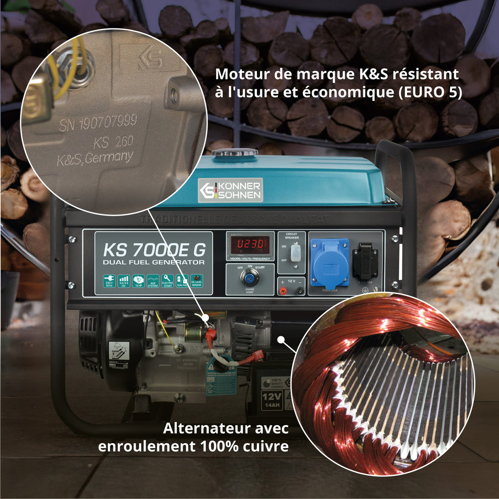 Groupe électrogène à essence/gaz "Könner & Söhnen" KS 7000E G