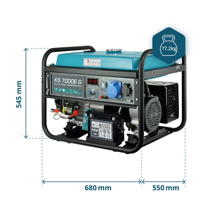 Groupe électrogène à essence/gaz "Könner & Söhnen" KS 7000E G