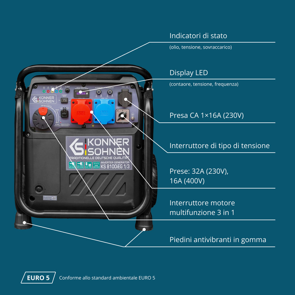 LPG/bensin invertergenerator KS 8100iEG 1/3