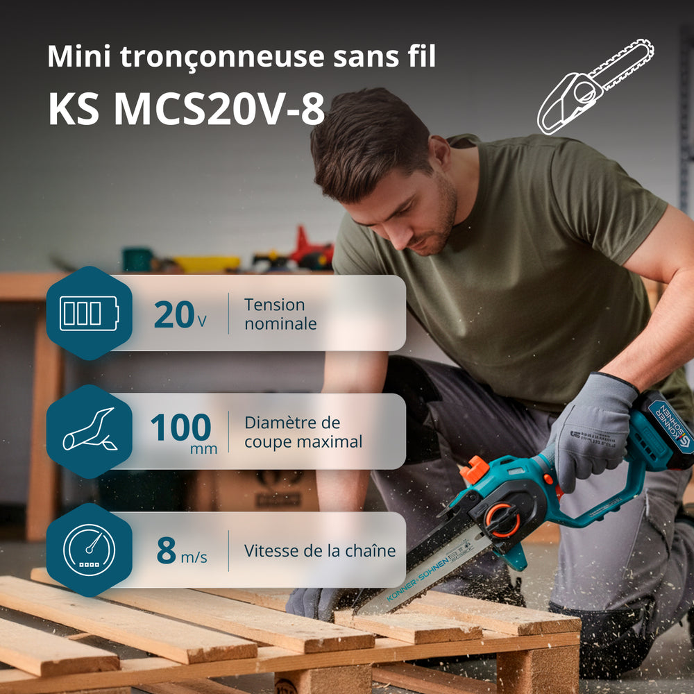Mini-tronçonneuse à batterie  KS MCS20V-8