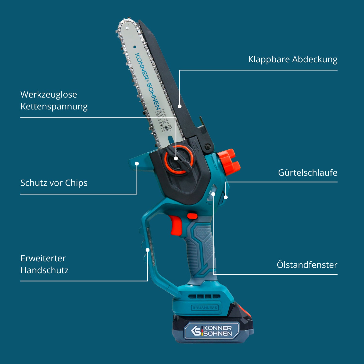 Akku-Mini-Kettensäge KS MCS20V-8 Case
