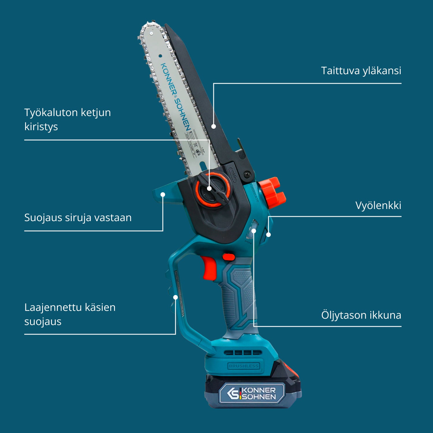 Johdoton Mini Moottorisaha KS MCS20V-8 Kotelo