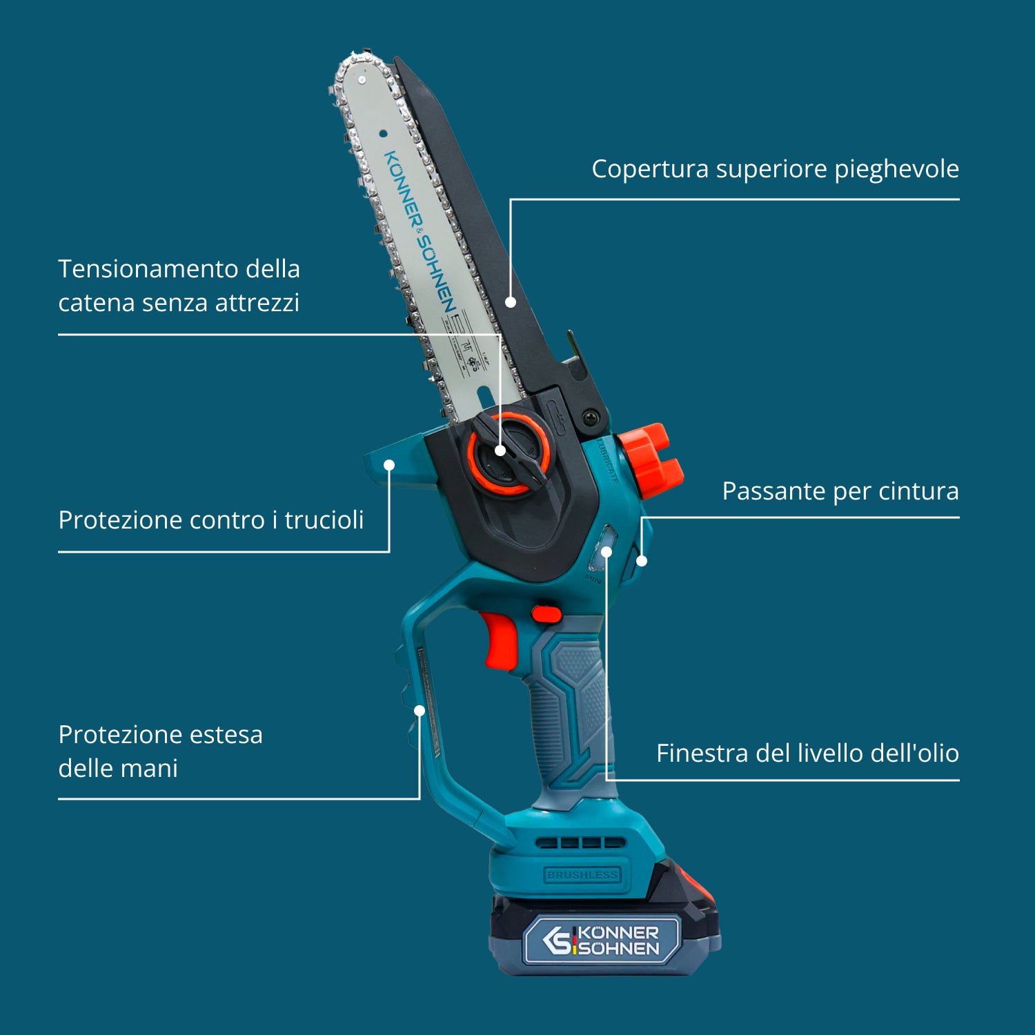 Mini Motosserra Sem Fios KS MCS20V-8 Case