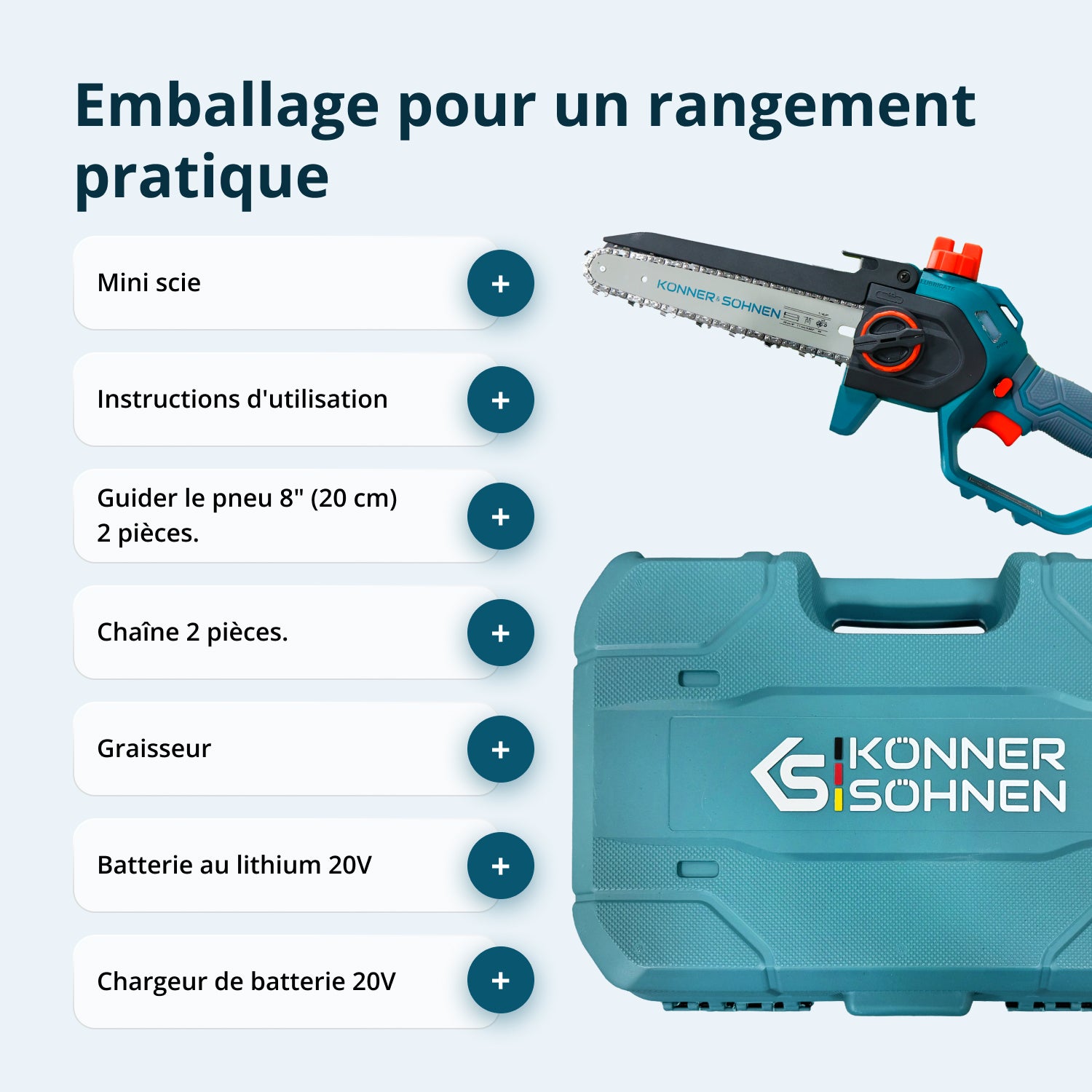 Mini-tronçonneuse à batterie  KS MCS20V-8 Case