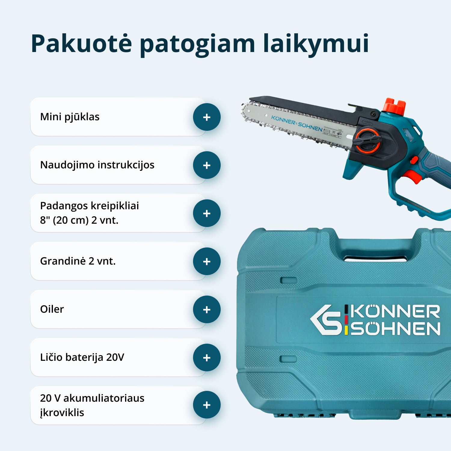 Mini Motosserra Sem Fios KS MCS20V-8 Case