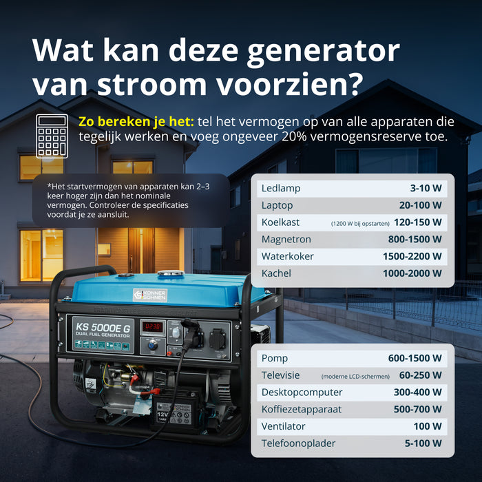 LPG/Benzine Generator "Könner & Söhnen" KS 5000E G