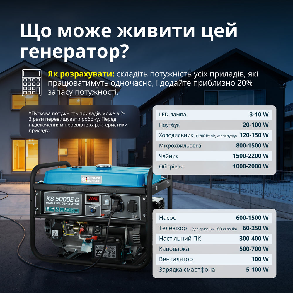Генератор LPG/Бензин «Könner & Söhnen» KS 5000E G