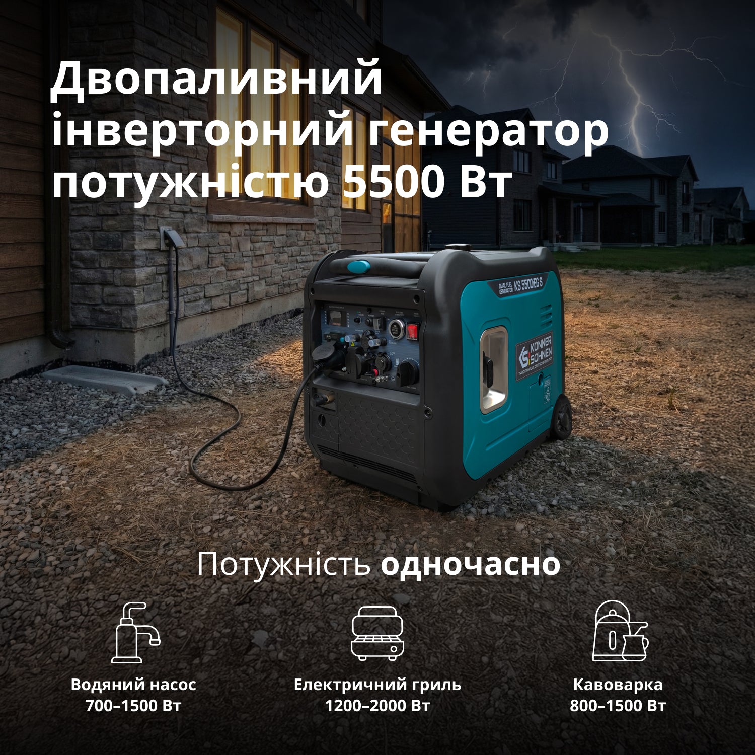 Інверторний генератор LPG/бензин KS 5500iEG S