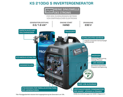 Invertorový generátor na LPG/benzín KS 2100iG S