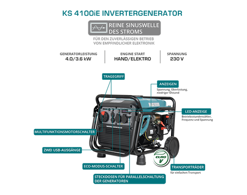 Invertorový generátor na LPG/benzín KS 4100iEG